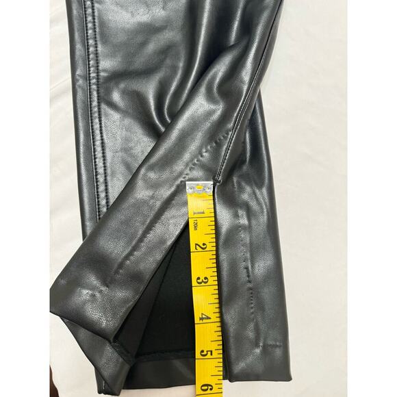 Abercrombie& Fitch The 90s Straight Ultra High Rise Split leg Vegan Leather Pant - Picture 12 of 12